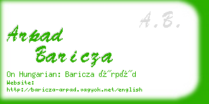 arpad baricza business card